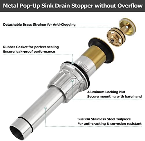 Parlos All Metal Bathroom Sink Drain with Overflow