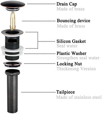 Ownace - Bathroom Faucet Vessel Vanity Sink Drain Stopper Overflow Oil Rubbed Bronze Brass