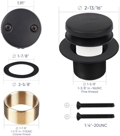Premium Black Tub Drain Kit by FOUXTEL