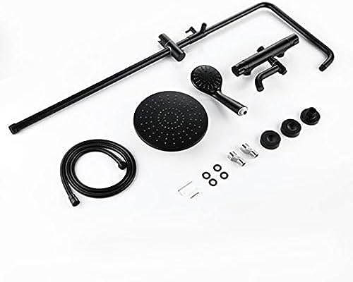 Matte Black 3-Way Thermostatic Bathroom Faucet with Rainfall Handheld