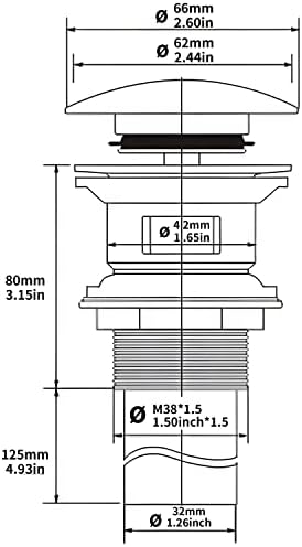 Vessel Sink Drain Stoppers Overflow Chrome Finish