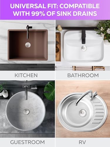 M ROSENFELD HOME Universal 2-In-1 Nickel Sink Stopper