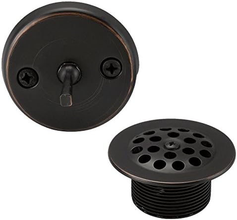 Designers Impressions Oil Rubbed Bronze bathtub drain kit with overflow and strainer