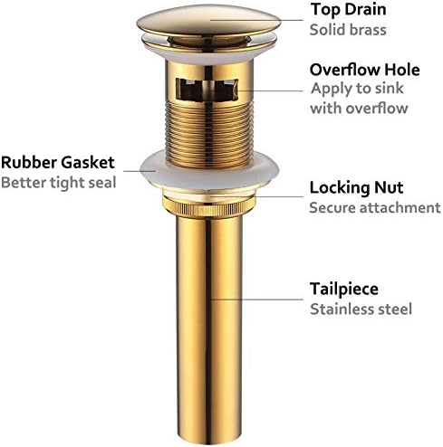 Angle Simple Gold Brass Sink Drain Stopper