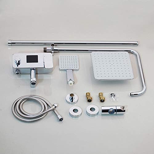 Huin 8 Inch Rainfall Shower Faucet In-wall Rotate Tub Spout Mixer Set