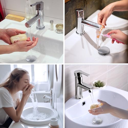 Hibbent All Metal Bathroom Sink Stopper 2-in-1 Design