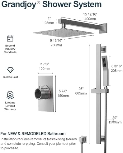 10 Wall-Mounted Shower Faucet with Pressure-Head System