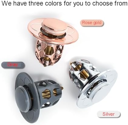 Universal Bathroom Sink Stopper Rose Gold Flower Design Anti-Clog Sink Plug