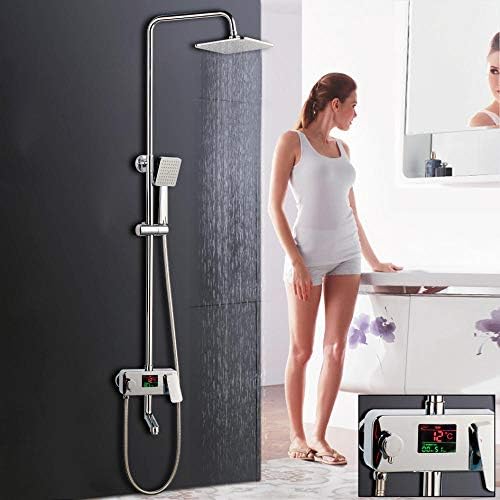 Huin 8 Inch Rainfall Shower Faucet In-wall Rotate Tub Spout Mixer Set