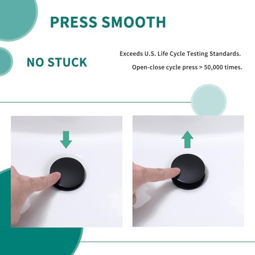 SevenGelok Black Sink Drain OverStopper with Anti-Clog Matte Black