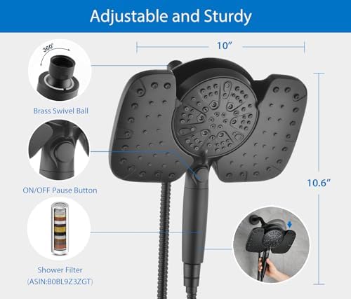 Black Dual-Purpose Shower Head Combo 10