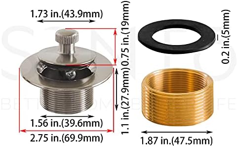 Chrome Lift and Turn Bathtub Drain Stopper Kit with Satin Nickel Finish