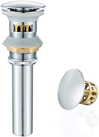 VOTON Chrome Sink Drain with Basket Stopper and Overflow Hole