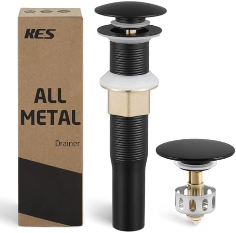 KES Matte Black Sink Drain with Anti-Clog Strainer
