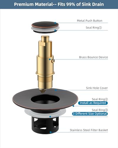 Hibbent All Metal Universal Bathroom Sink Stopper