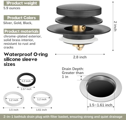 Washever Universal Bathtub Drain Stopper Kit