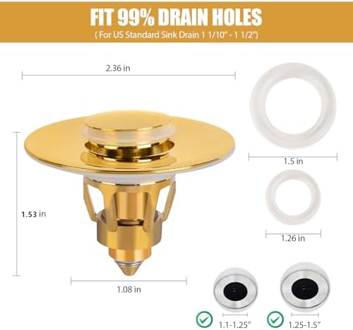 Three Colors 2-in-1 Sink Stopper Gold
