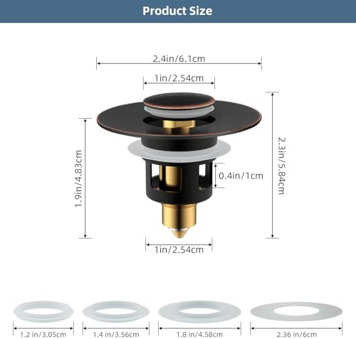 Hibbent All Metal Universal Bathroom Sink Stopper
