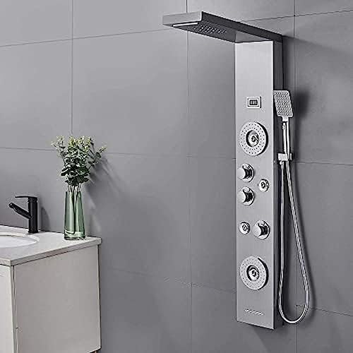 Luxury LED Rain Shower Faucet with Wall Mount 12-inch Handheld