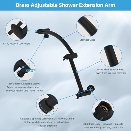 Hibbent Flow 10 Rainfall Shower Head with Extendable Arm