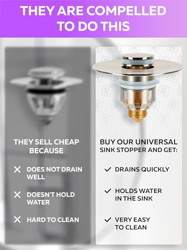 M ROSENFELD HOME Universal 2-In-1 Nickel Sink Stopper