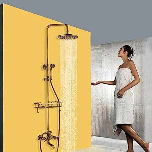 Wall-Mounted Shower Faucet Set 8-Inch Rainfall Head by TECKI