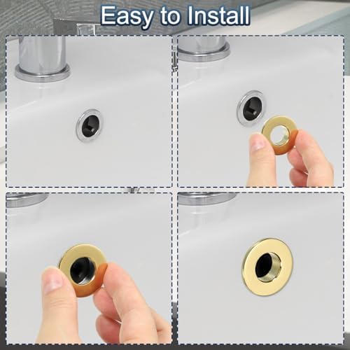 Copper Sink Overflow Rings Set of 3 Bathroom Kitchen Fixtures Silver Design
