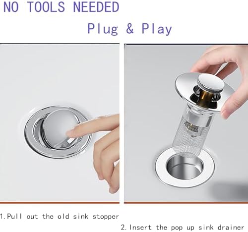 Bathroom Sink Drain Stopper No Tools Required Long-Lasting Clog-Free Design
