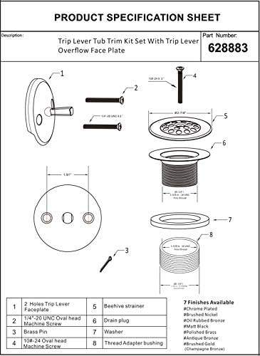 Artiwell Trip Lever Tub Trim Kit Set Sleek Durable