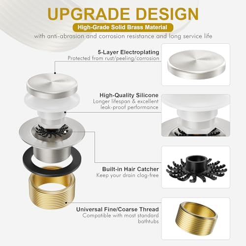 Elegant 11516 bathtub drain stopper with hair catcher