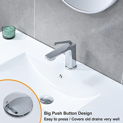 TIORIY Universal Chrome Sink Stopper with Hair Catcher