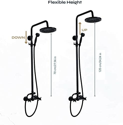 Rainfall shower system hand held sprayed 8-inch brass rain set