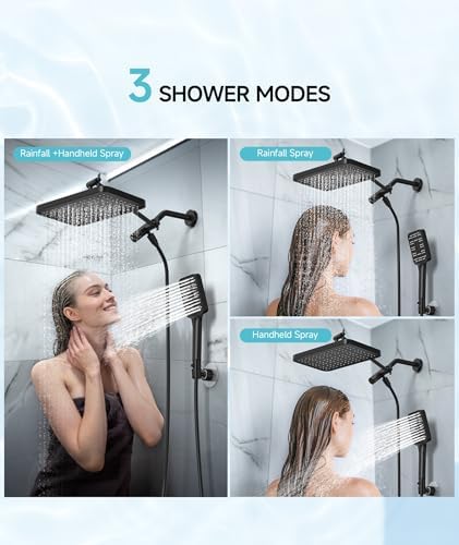 High-Pressure Dual Shower Head Set Rainfall Experience Luxurious Design Mat Black