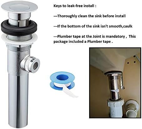 Artiwell Sink Pop-Up Drain Stopper Assembly with Lift Rod and Overflow