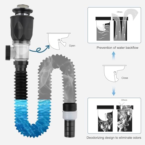Bathroom Sink Drain Kit with P-Trap Pop Up Drain Stopper