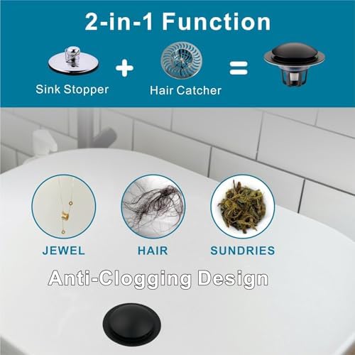 WELSAN Universal Pop Up Drain Strainer with Hair Catcher