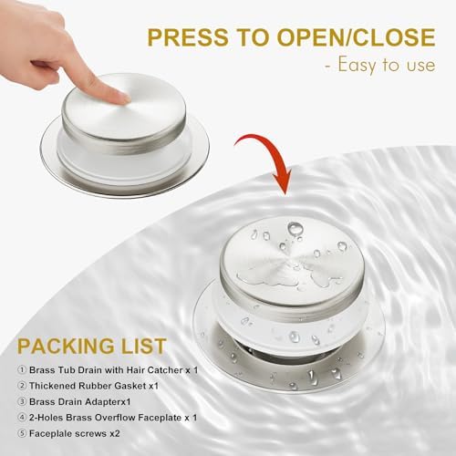 Elegant 11516 bathtub drain stopper with hair catcher