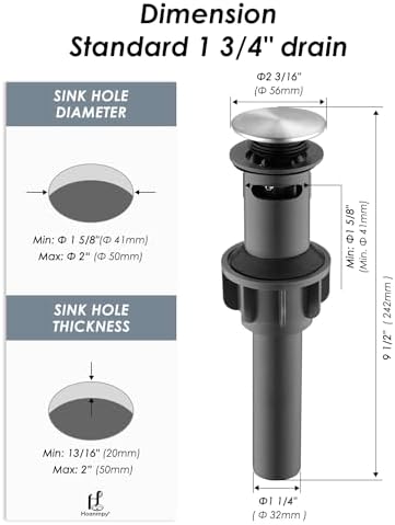 Vessel Sink Drain with Anti-Clog Overflow Protection and Smooth Finish