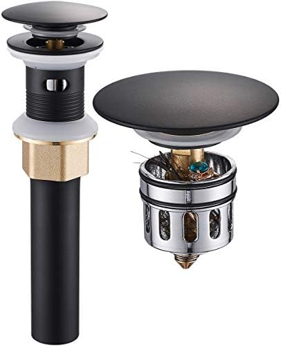Vessel Sink Drain No-Clog Protector Rust-Resistant Easy Install Matt Black