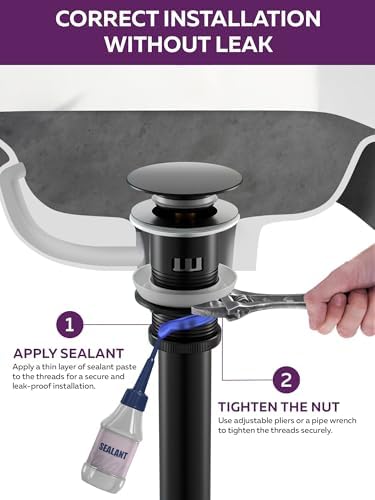 Sturdy Matte Black Sink Drain with Overflow Rust-Resistant and Anti-Clog