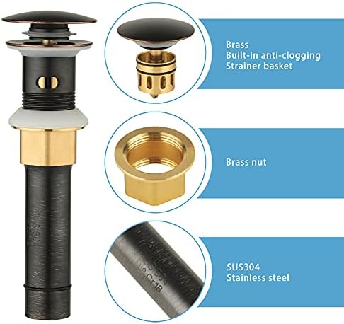 ESFOR 304 Stainless Steel Sink Drain with Overflow