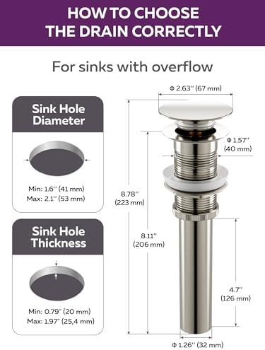 E Smooth Luxury Brushed Nickel Sink Drain with Anti-Leakage Push Button