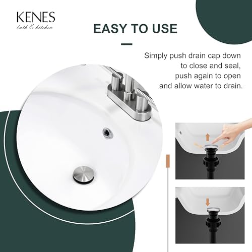 KENES Pop Up Sink Drain Stopper with Overflow Brushed Nickel