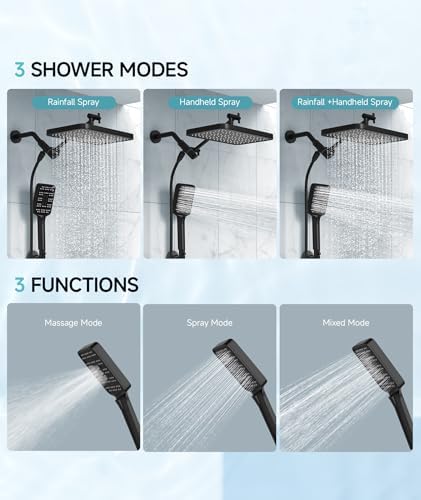 High-Pressure Dual Shower Head Set Rainfall Experience Luxurious Design Mat Black