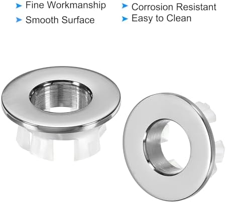 Copper Sink Overflow Rings Set of 3 Bathroom Kitchen Fixtures Silver Design