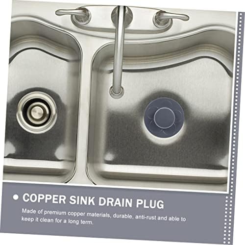 Bath Tub Drain Plug Set Copper Sink Stoppers for Clog Prevention Gray
