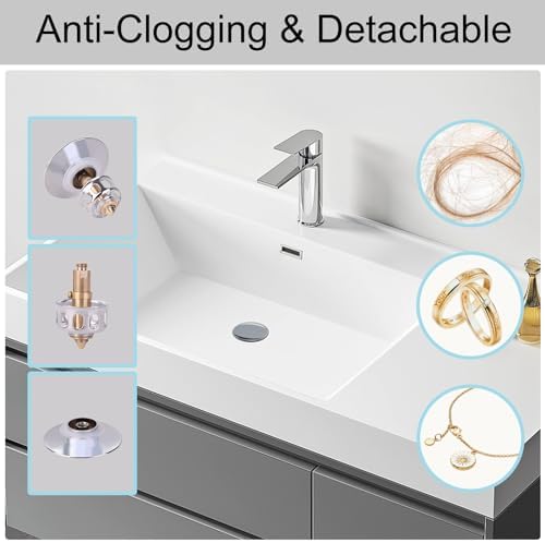 Vessel Sink Drain Stopper No Overflow Rustproof Pop-Up Design Anti-Clog Drain