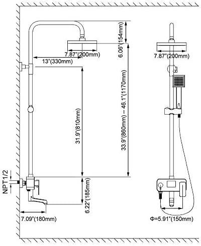 8 Digital Display In-Wall Shower Faucet with Mixing Handheld System