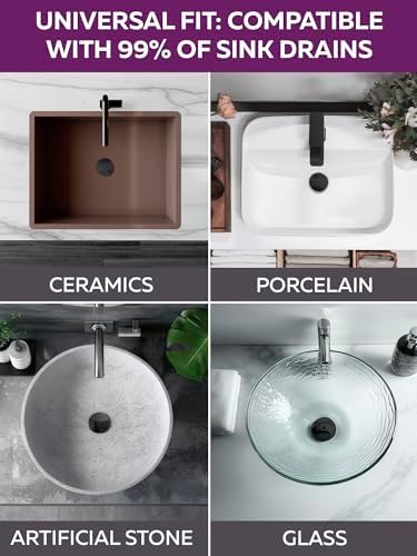 Sturdy Matte Black Sink Drain with Overflow Rust-Resistant and Anti-Clog
