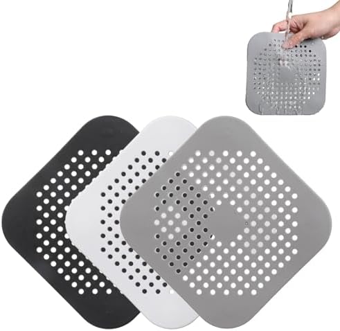 3-Pack Silicone Suction Cup Drain Hair Catchers for Showers Kitchen Bathroom